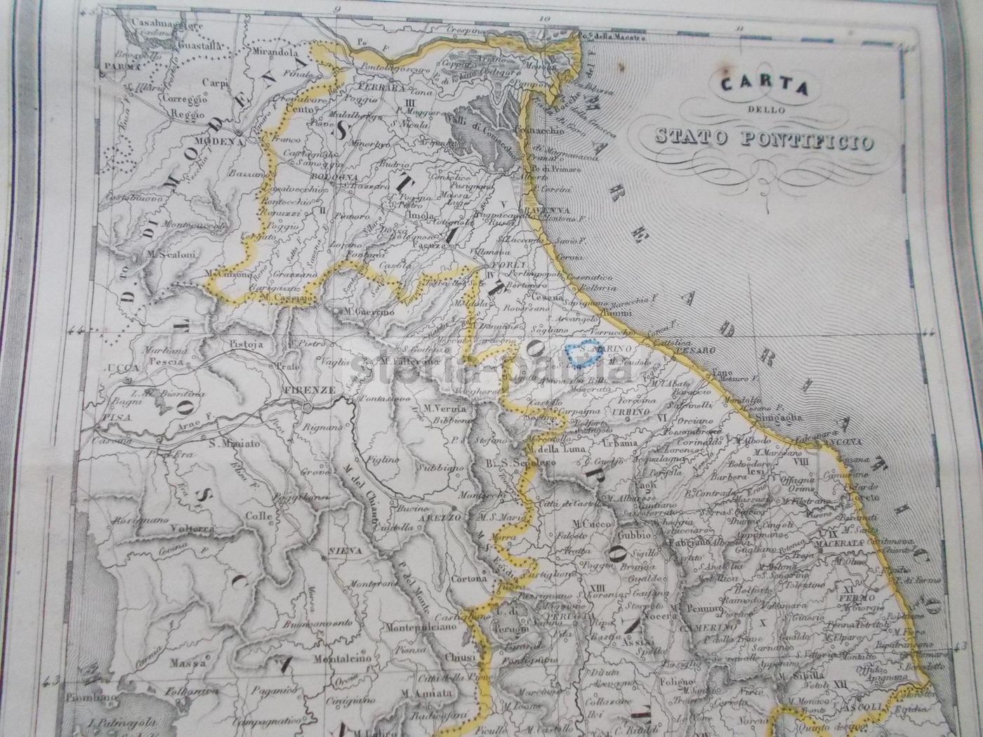 Mappa Antica Dello Stato Pontificio (1860) Con Emilia Romagna, Lazio E Marche