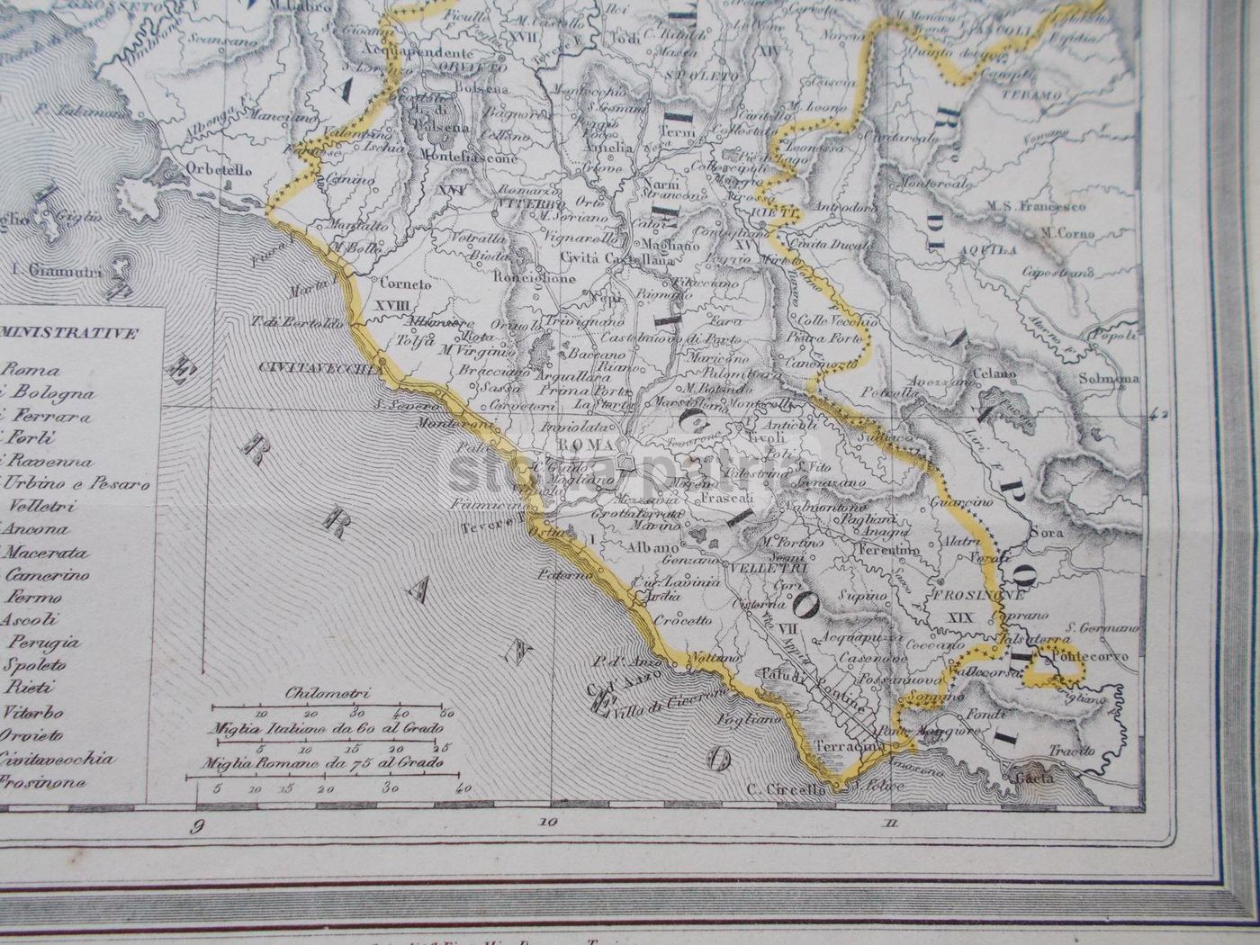 Mappa Antica Dello Stato Pontificio (1860) Con Emilia Romagna, Lazio E Marche