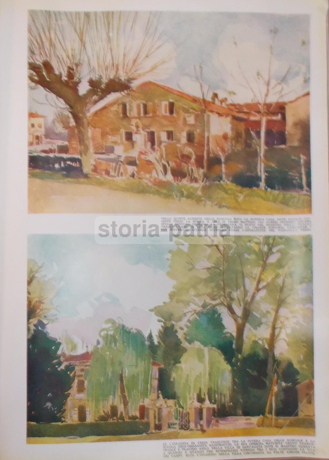 Stampa Antica Case Giuseppe Verdi Roncole E Sant'Agata 1941