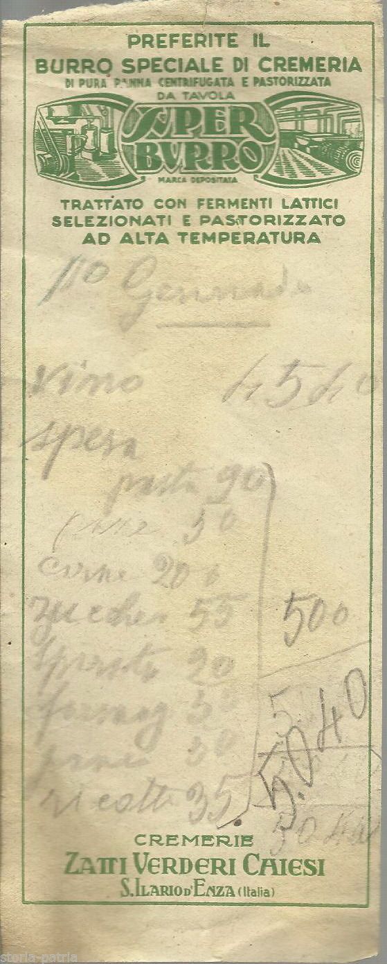 Cremerie Zatti Verderi Caiesi, Sant'Ilario d'Enza   Burro, Anni '30