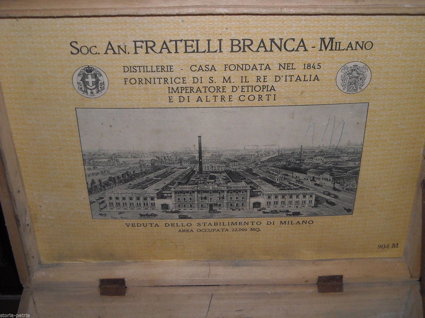 Scatola Pubblicitaria In Legno Fratelli Branca, Milano, Epoca Fascista