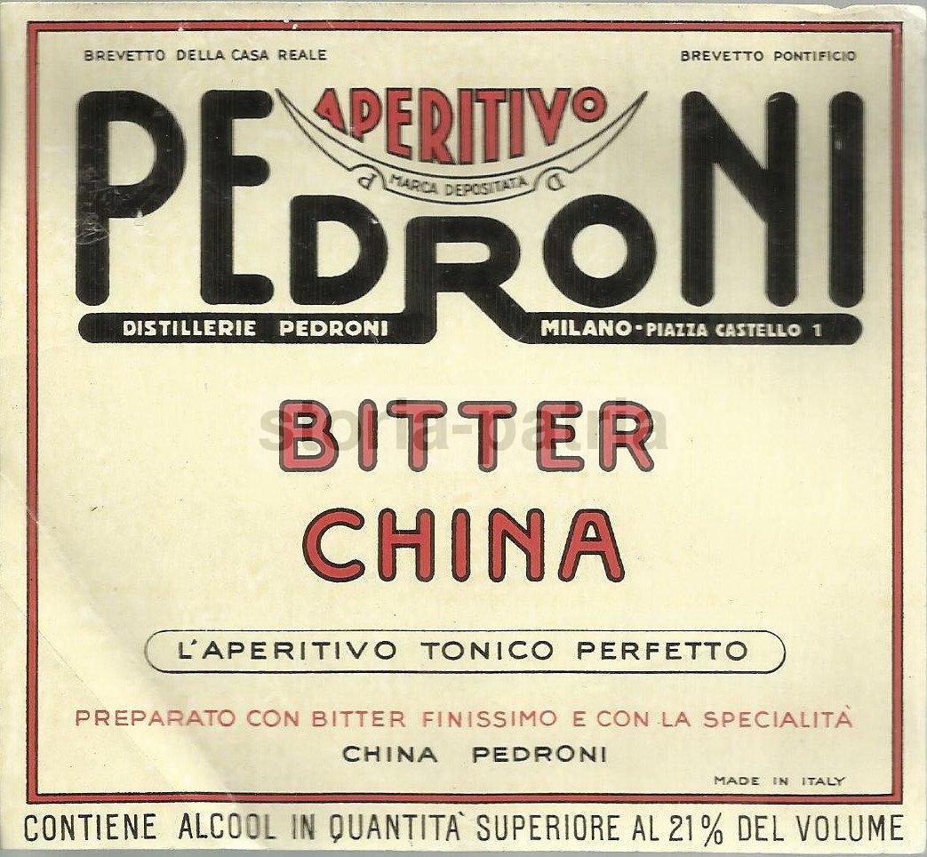 Etichetta Bitter China Distillerie Pedroni, Milano   Circa 1950