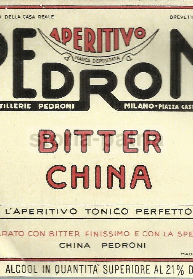 Etichetta Bitter China Distillerie Pedroni, Milano   Circa 1950
