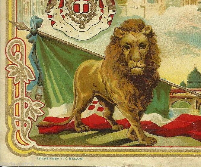 Antica Etichetta Enologica Con Araldica Savoia E Città Italiane