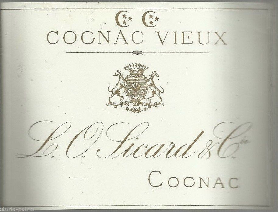 Etichetta Pubblicitaria Cognac Vieux Sicard, Primo '900 Originale