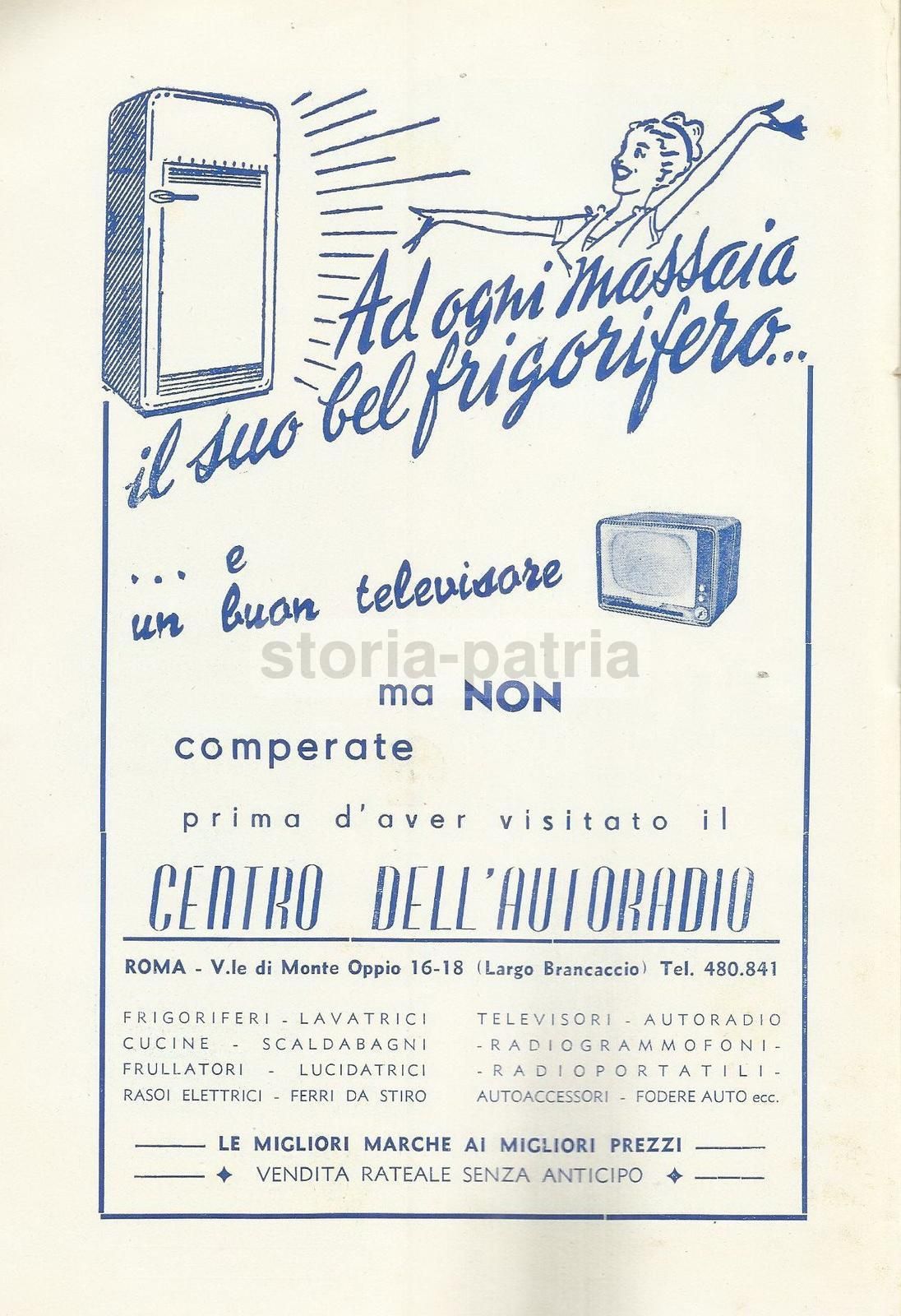 Pubblicità Vino Castelli Romani Sabelli Casal Morena 1954