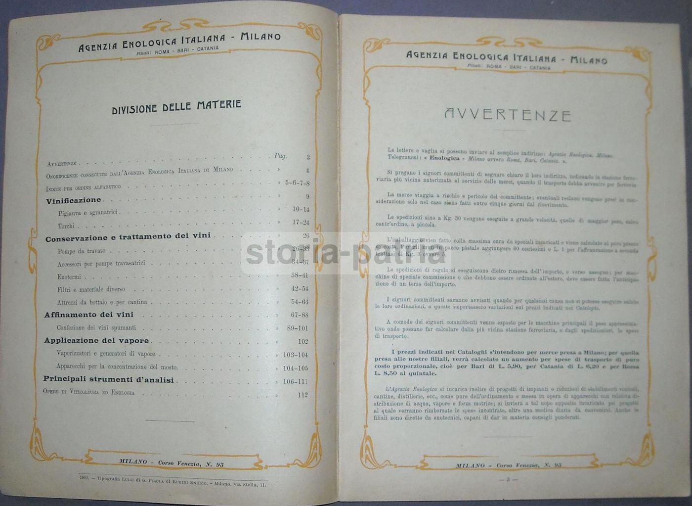 Catalogo Enologia 1903 Viticoltura Attrezzi Antichi Milano Pirola