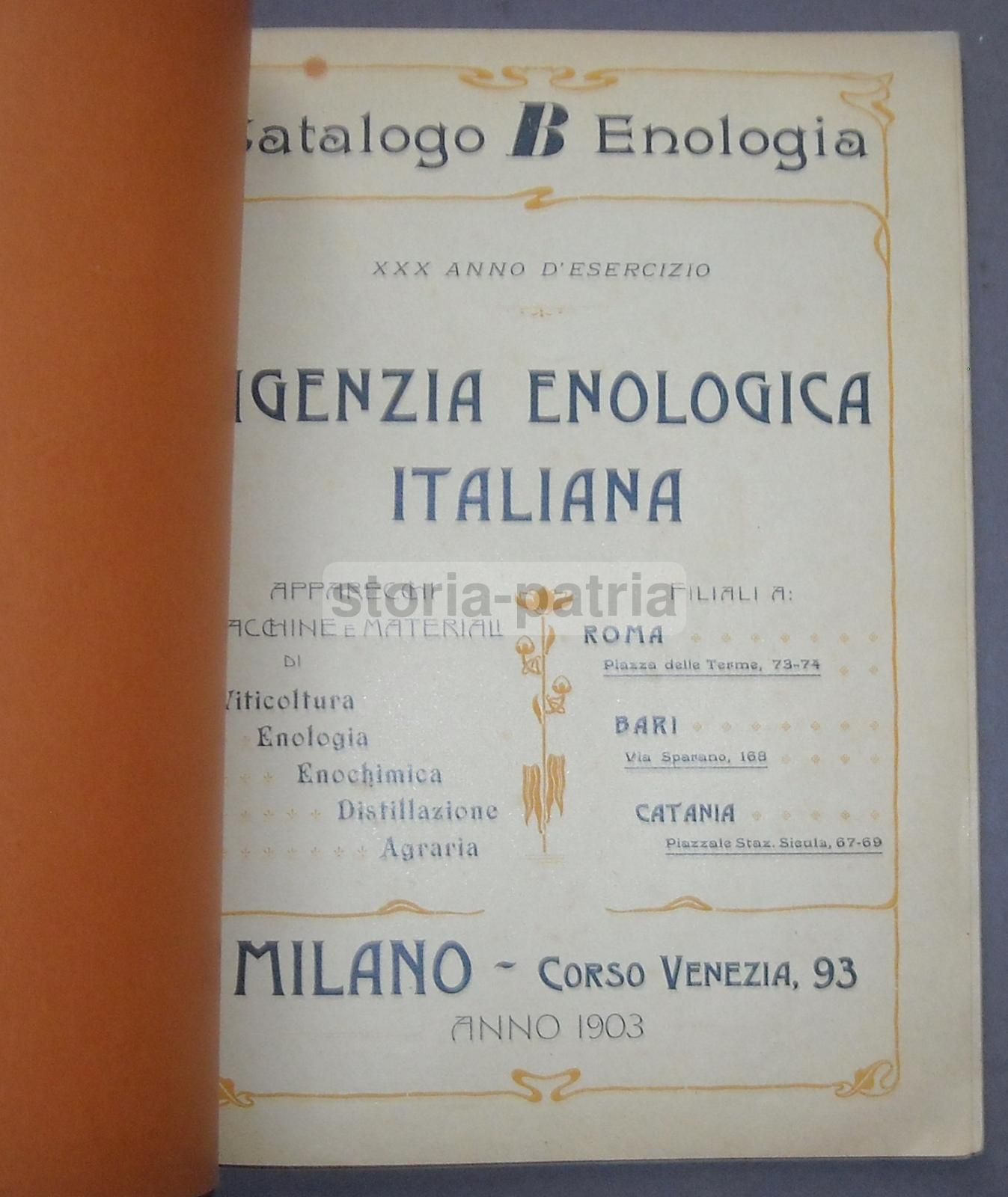 Catalogo Enologia 1903 Viticoltura Attrezzi Antichi Milano Pirola