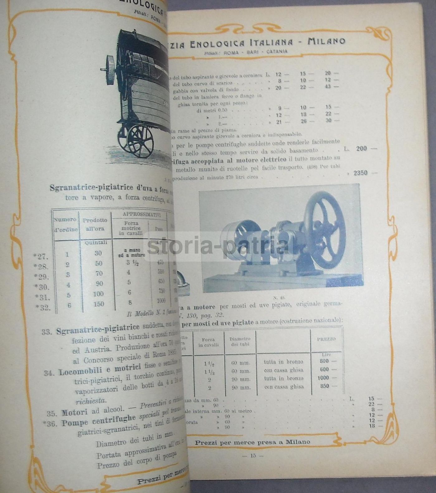 Catalogo Enologia 1903 Viticoltura Attrezzi Antichi Milano Pirola
