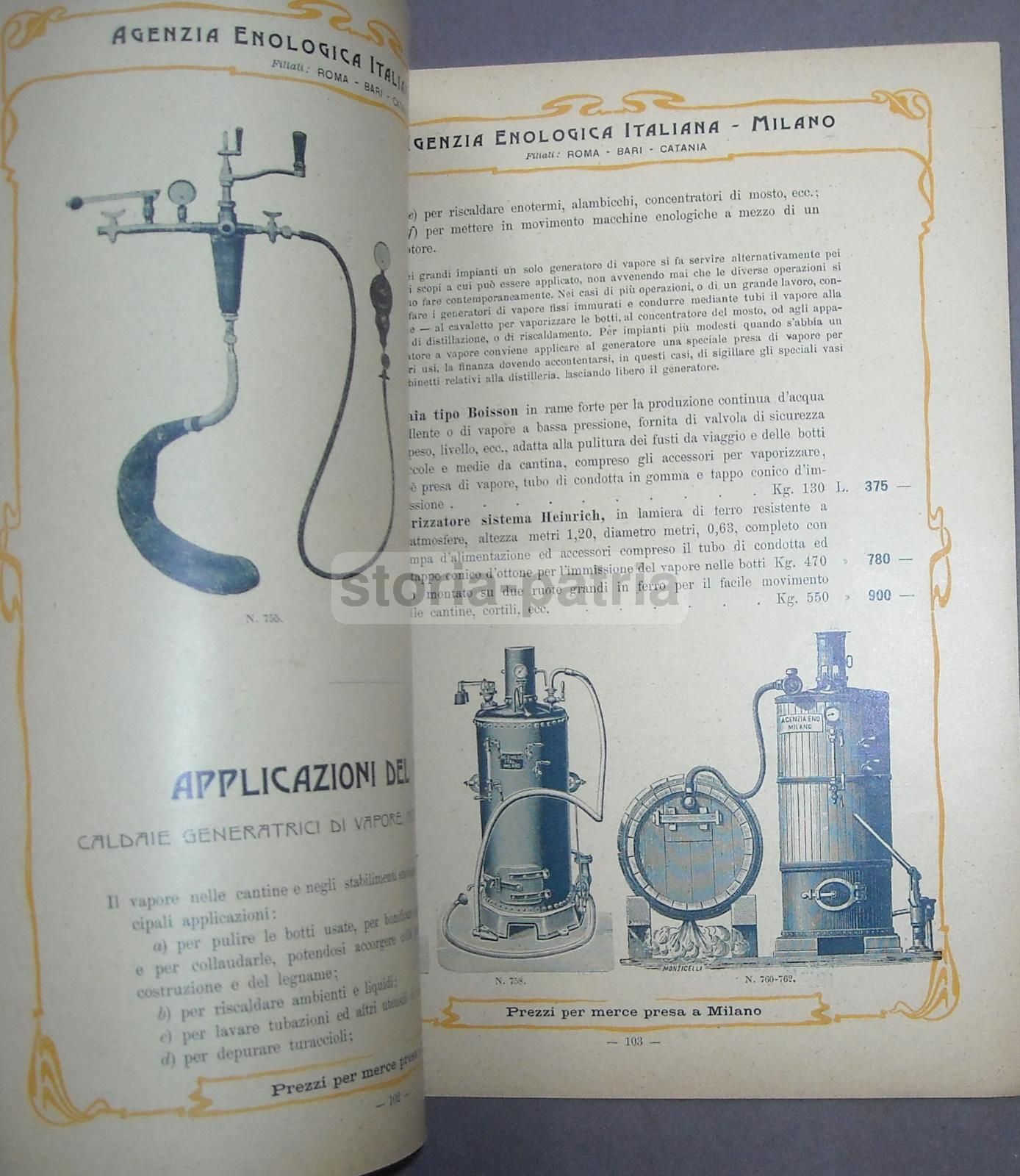 Catalogo Enologia 1903 Viticoltura Attrezzi Antichi Milano Pirola
