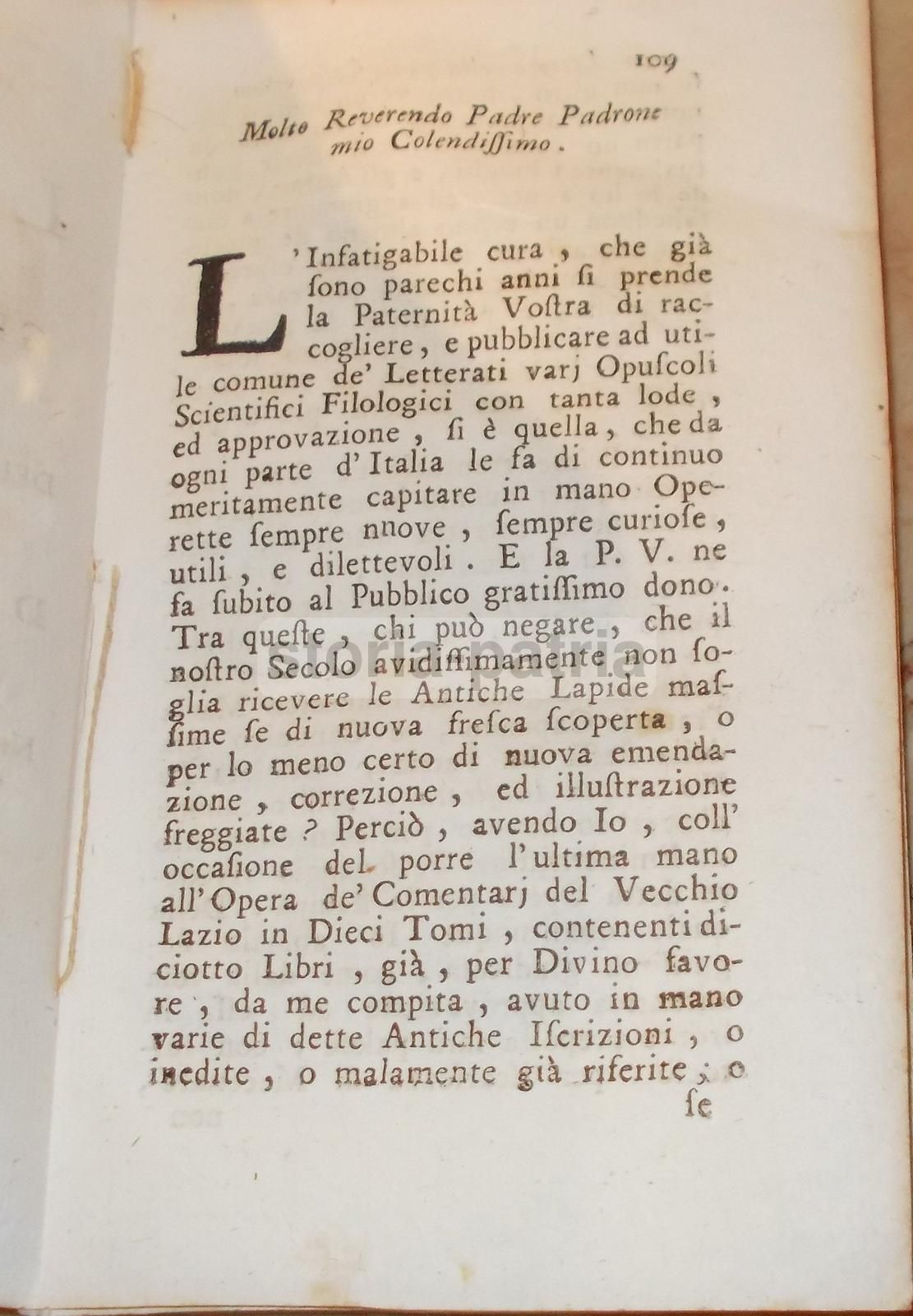 Lettera Di Giuseppe Rocco Volpi Sulle Iscrizioni Antiche In Italia (1739)
