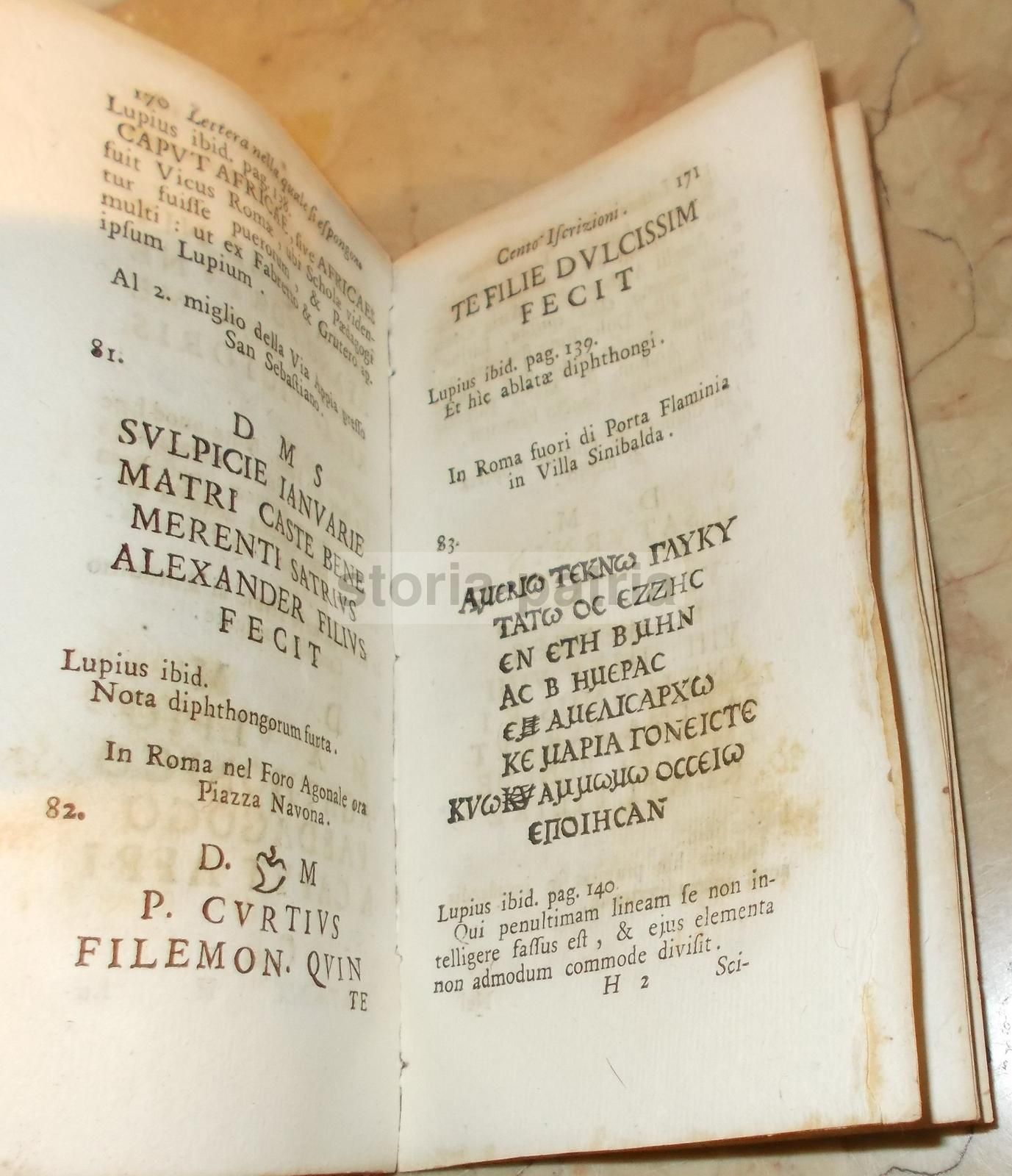 Lettera Di Giuseppe Rocco Volpi Sulle Iscrizioni Antiche In Italia (1739)