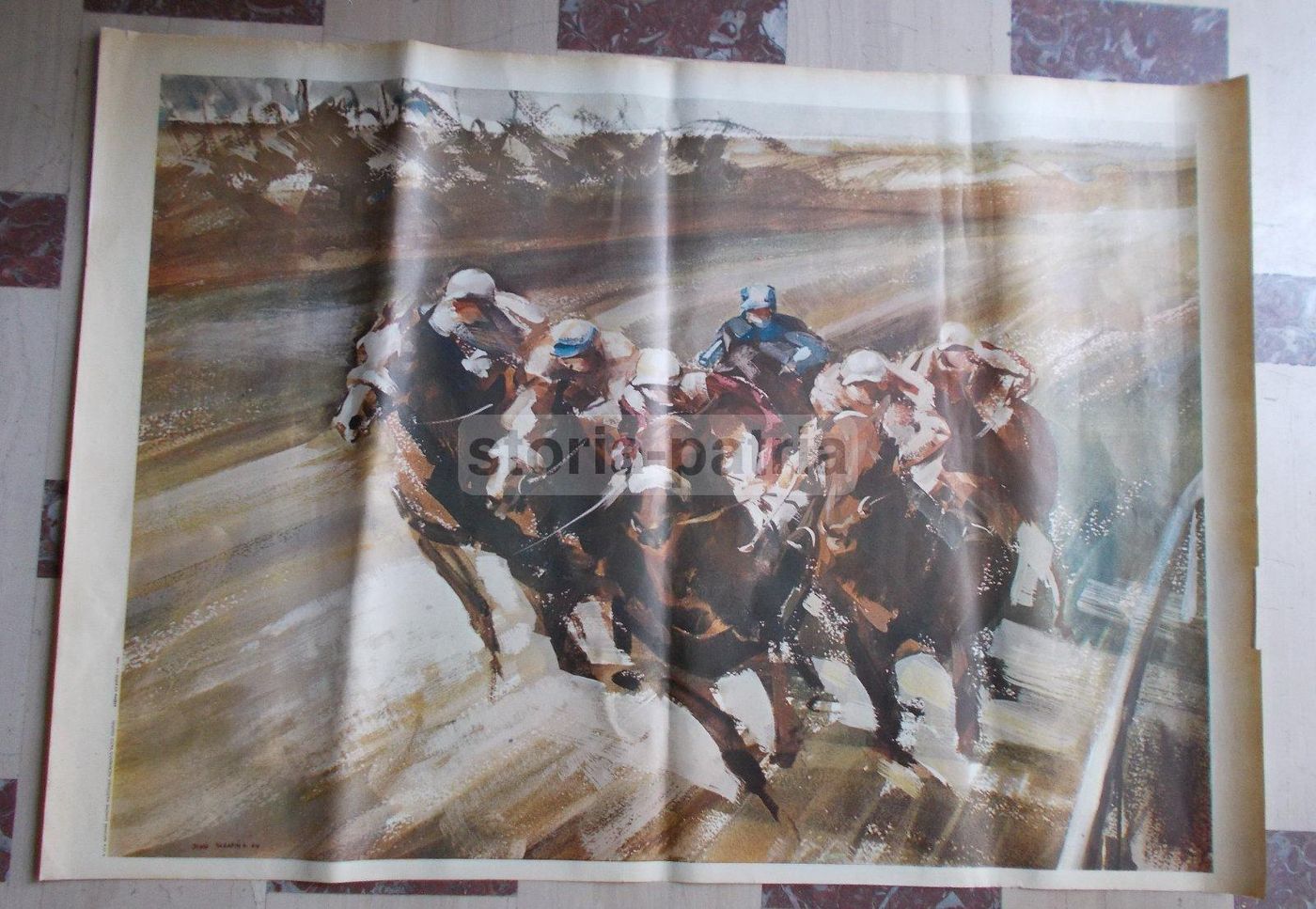 Manifesto Equitazione Unire Razze Equine Anni '60 70x100 Cm