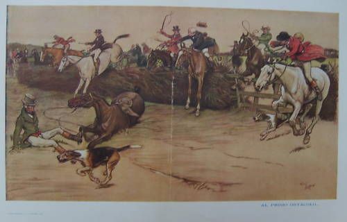 Stampa Antica Caccia Alla Volpe Cecil Aldin 1933 Scena Illustrata