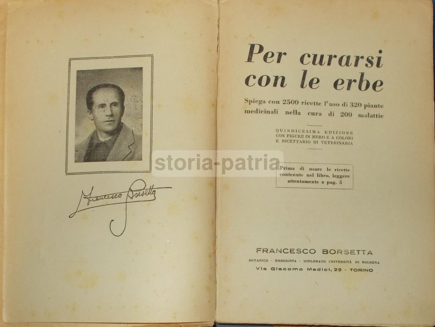 Manuale Erboristico Francesco Borsetta 1950 Con 2500 Ricette