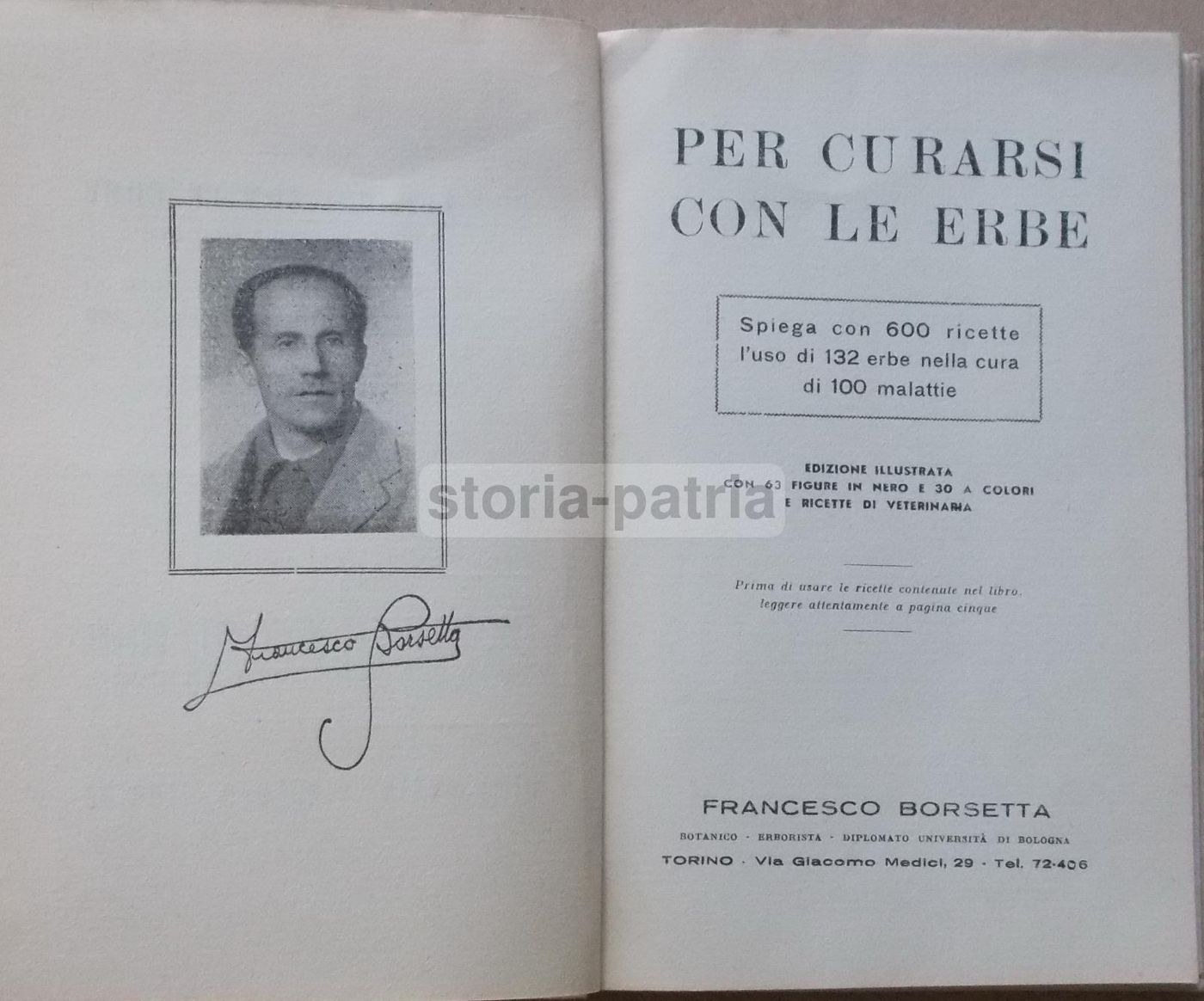 Per Curarsi Con Le Erbe Di Francesco Borsetta, 1949