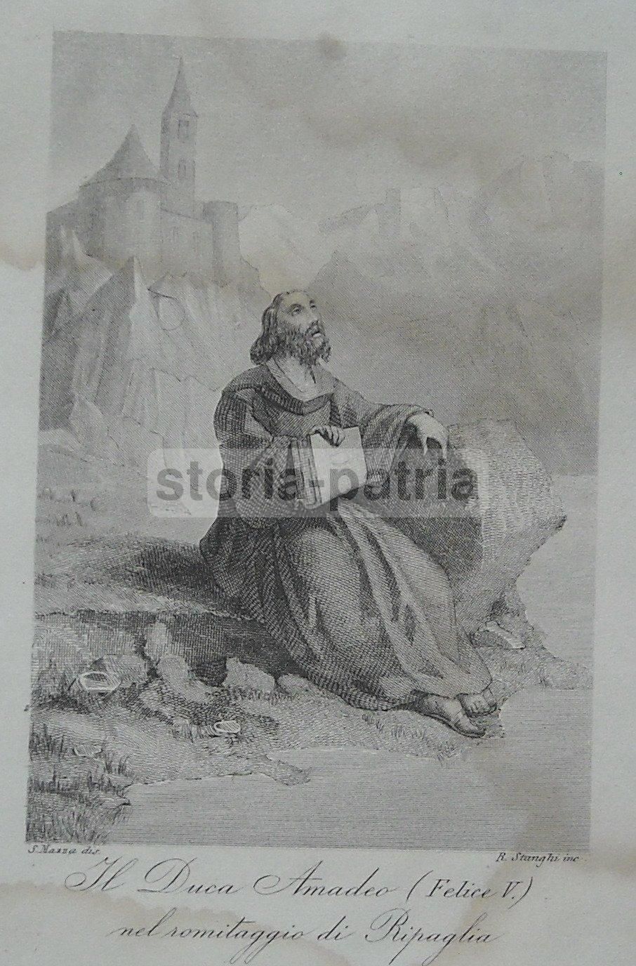 Duca Amedeo VIII (Felice V) Nel Romitaggio Di Ripaglia. Incisione Di Stanghi.