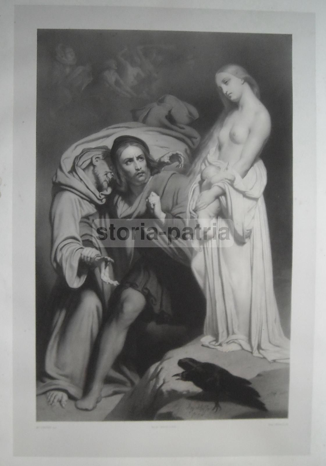 Litografia Faust Al Sabba Di Ary Scheffer, Allegoria Esoterica 1800