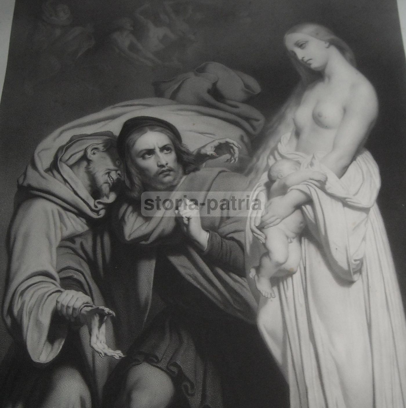 Litografia Faust Al Sabba Di Ary Scheffer, Allegoria Esoterica 1800