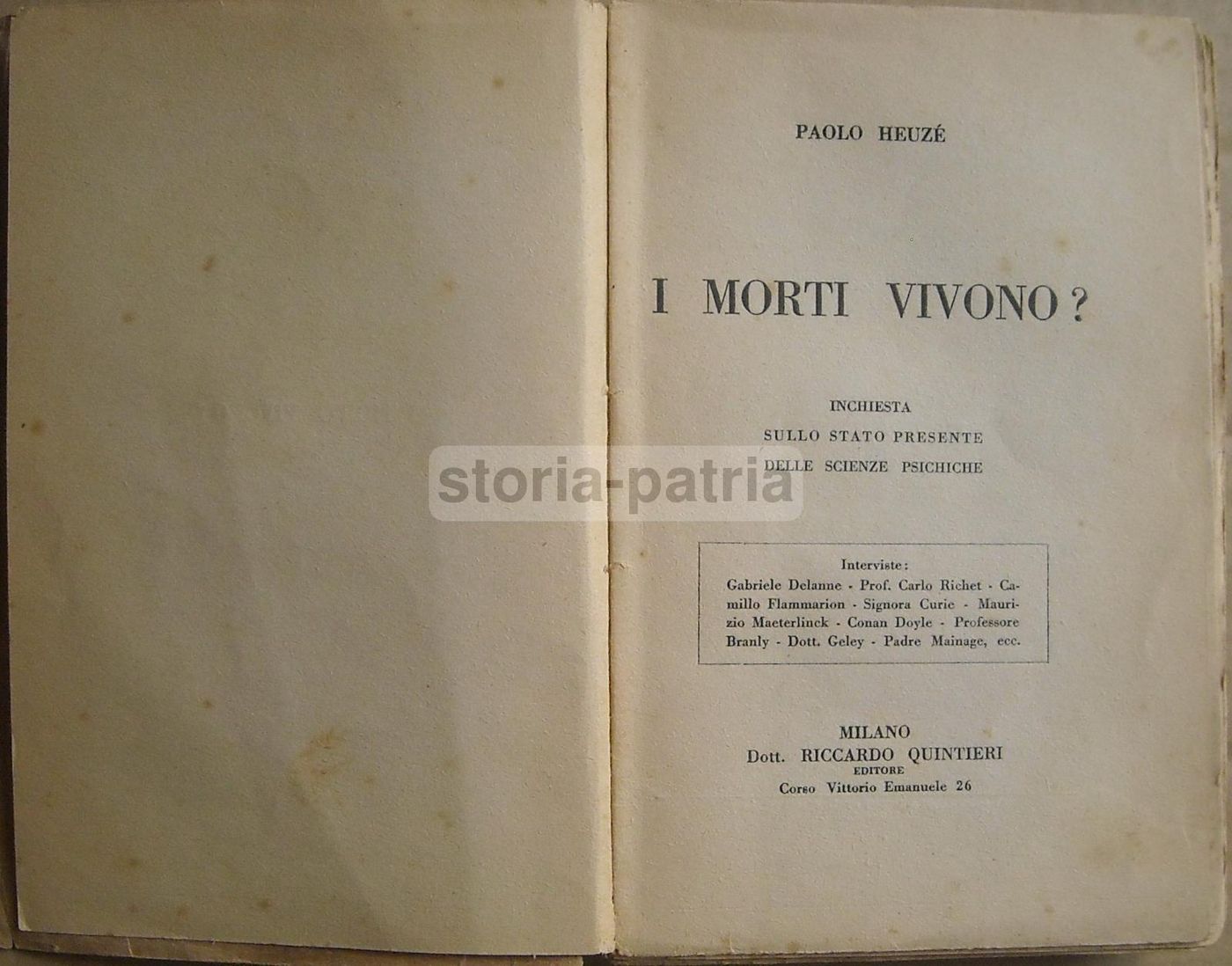 I Morti Vivono? Paolo Heuzé 1922 Scienze Psichiche Spiritismo