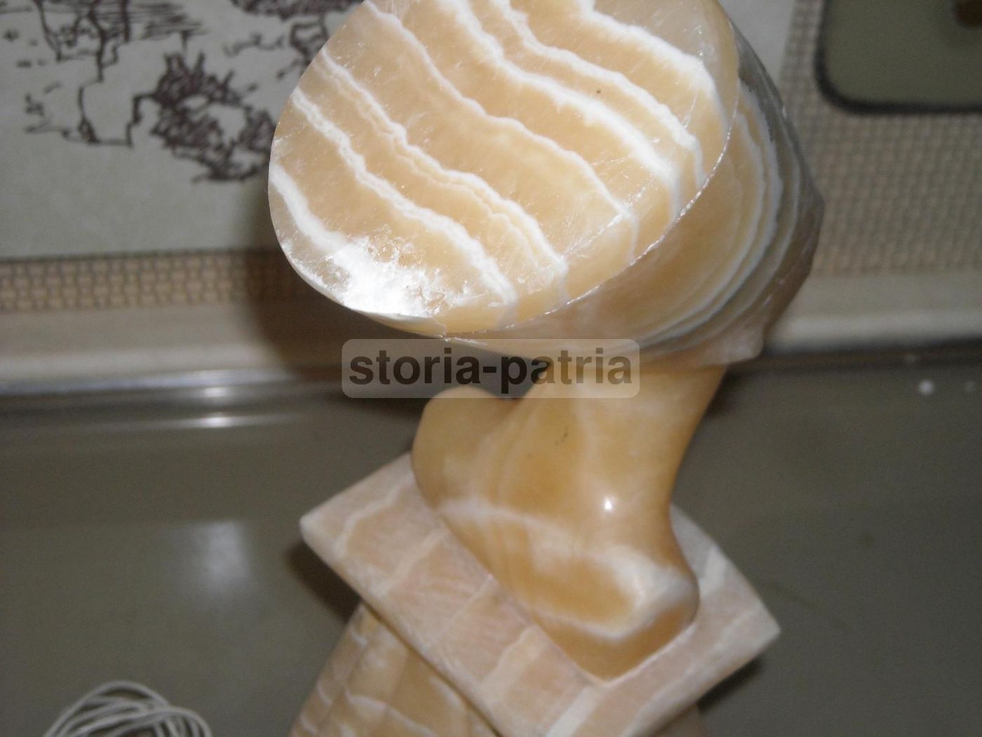 Lampada Scultura Faraone Egiziano In Marmo Anni '30