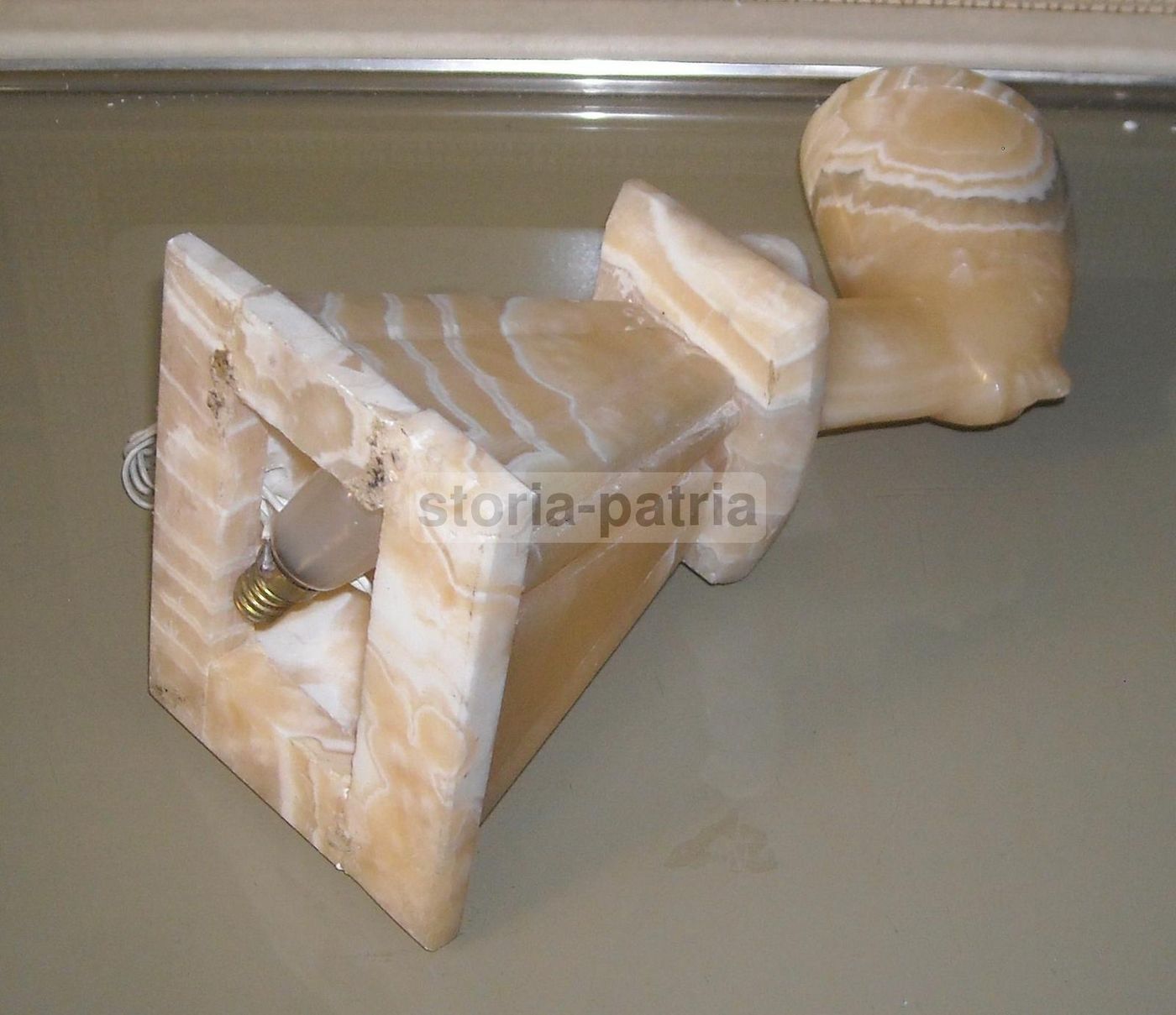Lampada Scultura Faraone Egiziano In Marmo Anni '30