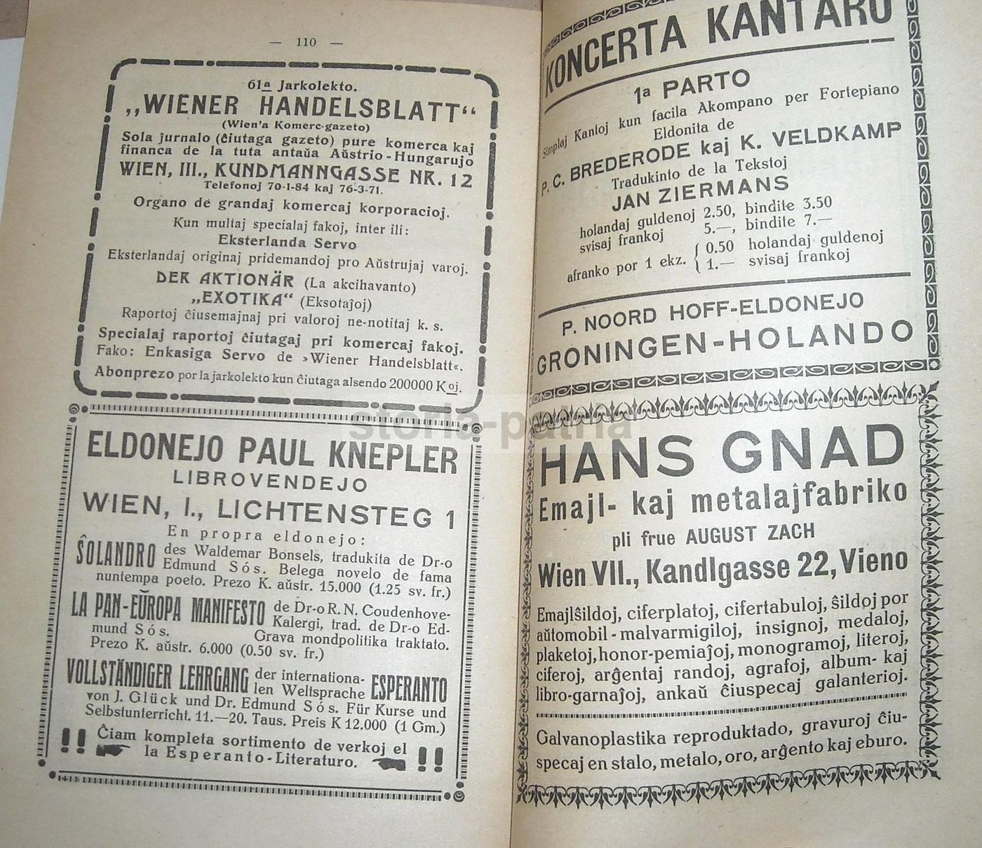 Congresso Esperanto Vienna 1924 Guida Programma Illustrata Hollinek