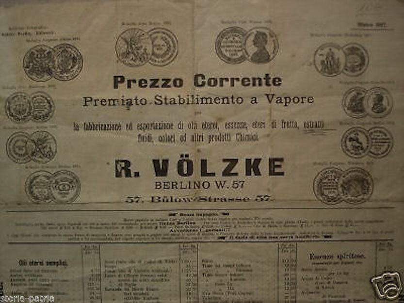 Catalogo R. Volzke Berlino 1897 Essenze Liquori Distillati