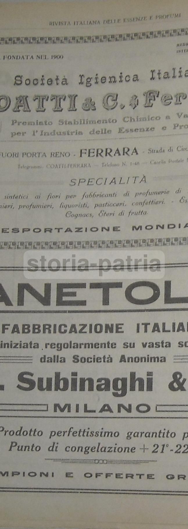 Pubblicità Antica Stabilimento Mina Essenze Profumi Sanremo 1921