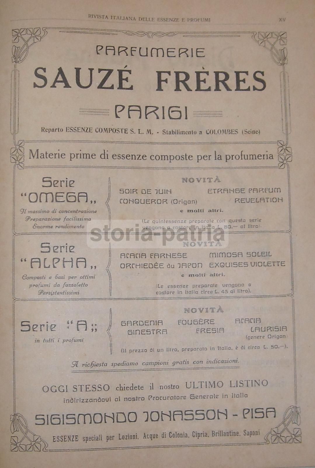 Manifesto Mostra Botanica Diano Marina 1922 Profumi Sauzé Frères