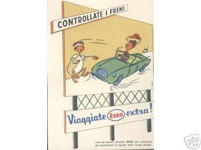 Cartolina Pubblicitaria Esso Petroli Prevenzione Stradale Vintage
