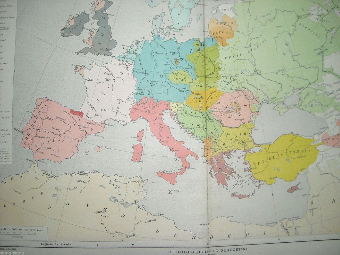 Mappa Etnolinguistica Europa 1916 Istituto Geografico De Agostini