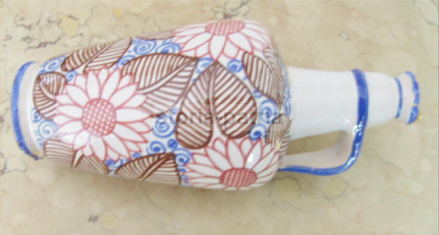 Bottiglia Ceramica Luxardo Faenza Anni '30 '40 Decoro Floreale