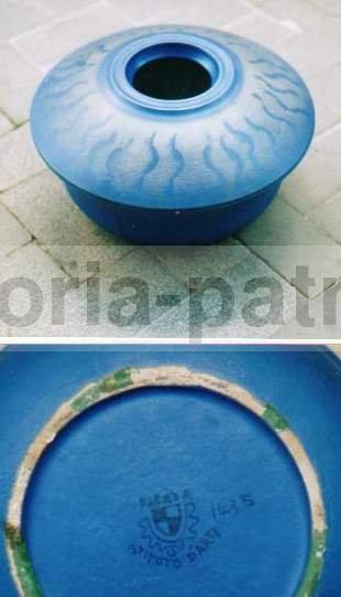 Vaso In Ceramica Di Faenza Con Decoro Futurista In Oro E Azzurro, Anni '30 '60