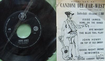 Album Musicale Far West: 4 Dischi 45 Giri Jesse James, Tedeschi 1965