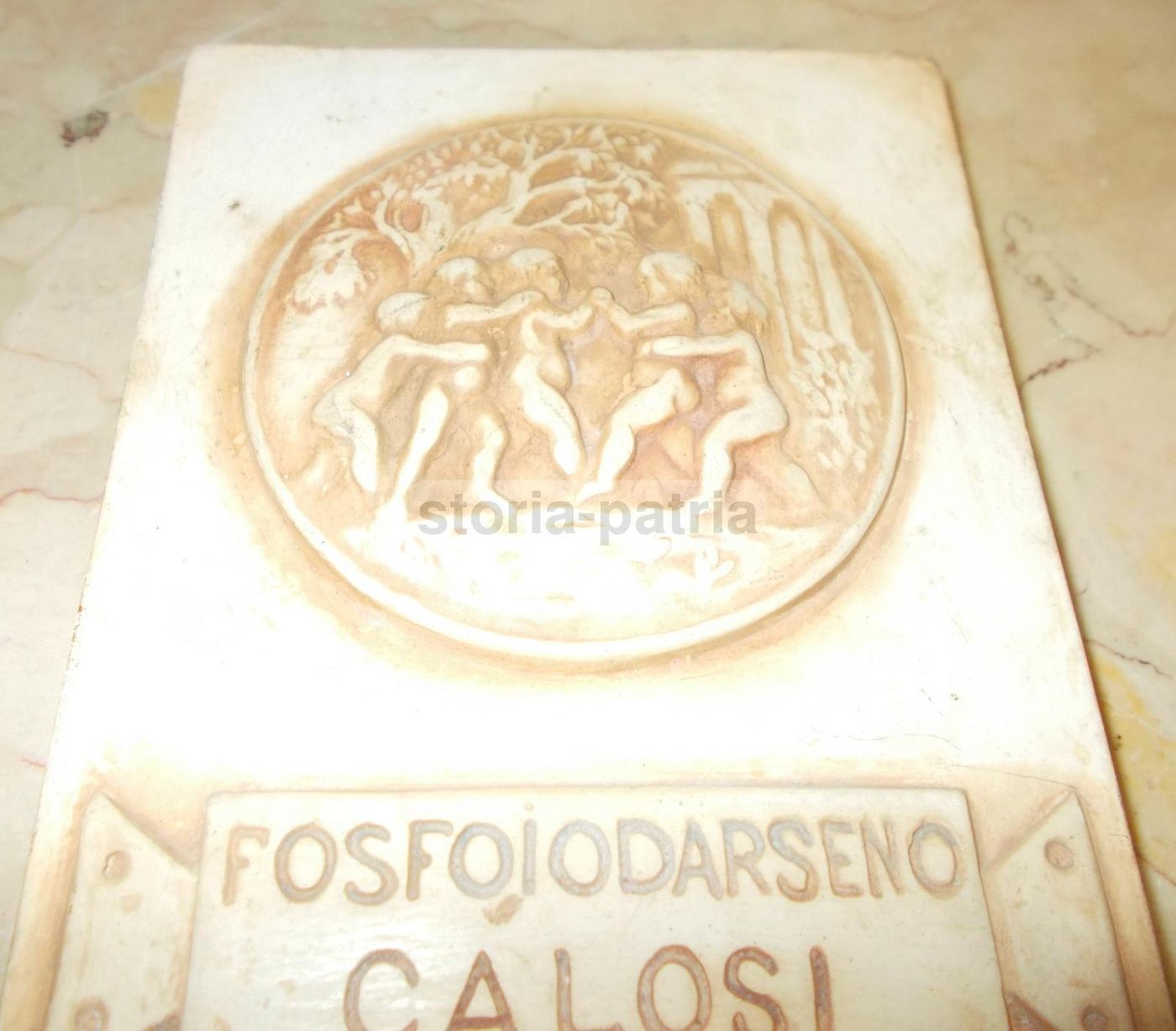 Placca Pubblicitaria Calosi Fosfoiodarseno In Terracotta, Signa, 1930 Ca.