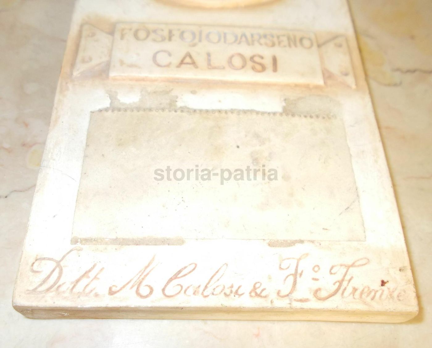 Placca Pubblicitaria Calosi Fosfoiodarseno In Terracotta, Signa, 1930 Ca.