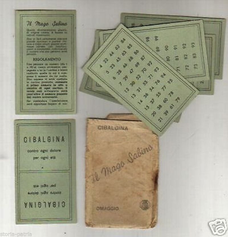 Carte Magiche Mago Sabino   Cibalgina Gioco Matematico Pubblicitario