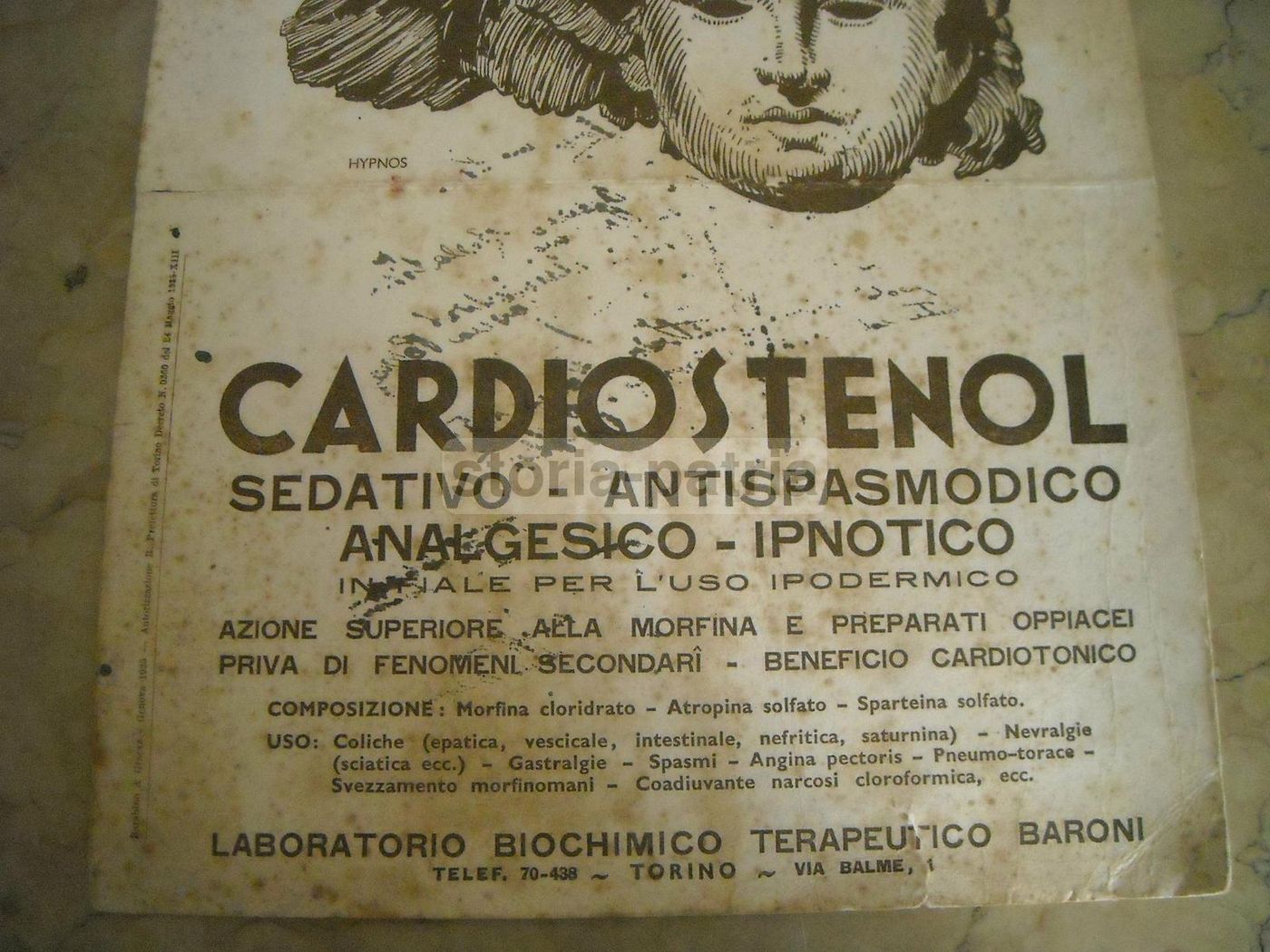 Carta Assorbente Pubblicitaria Cardiostenol Baroni 1935 Hypnos