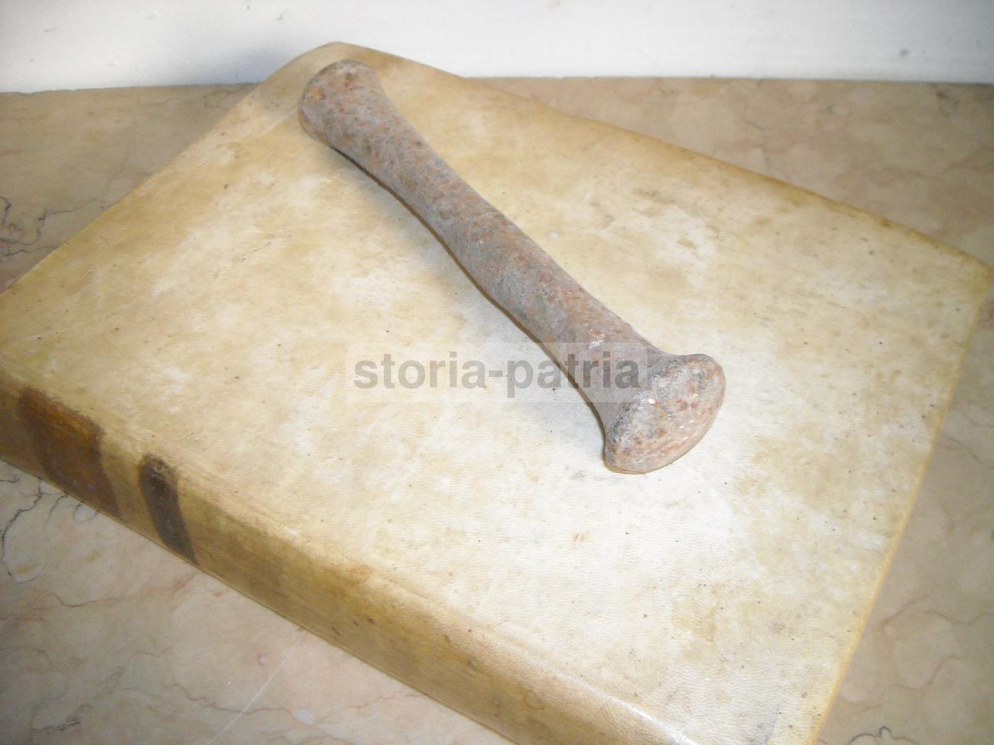 Antico Pestello In Ferro Battuto Del 1800 Da Farmacia Erboristeria