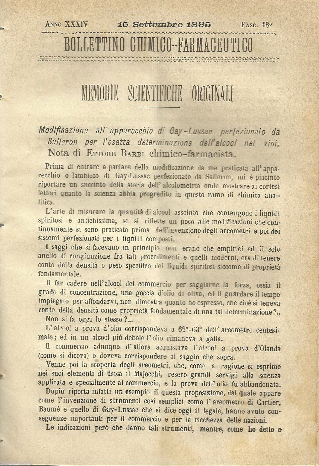 Bollettino Chimico Farmaceutico, Milano, 1895   Giacomo Casaretto