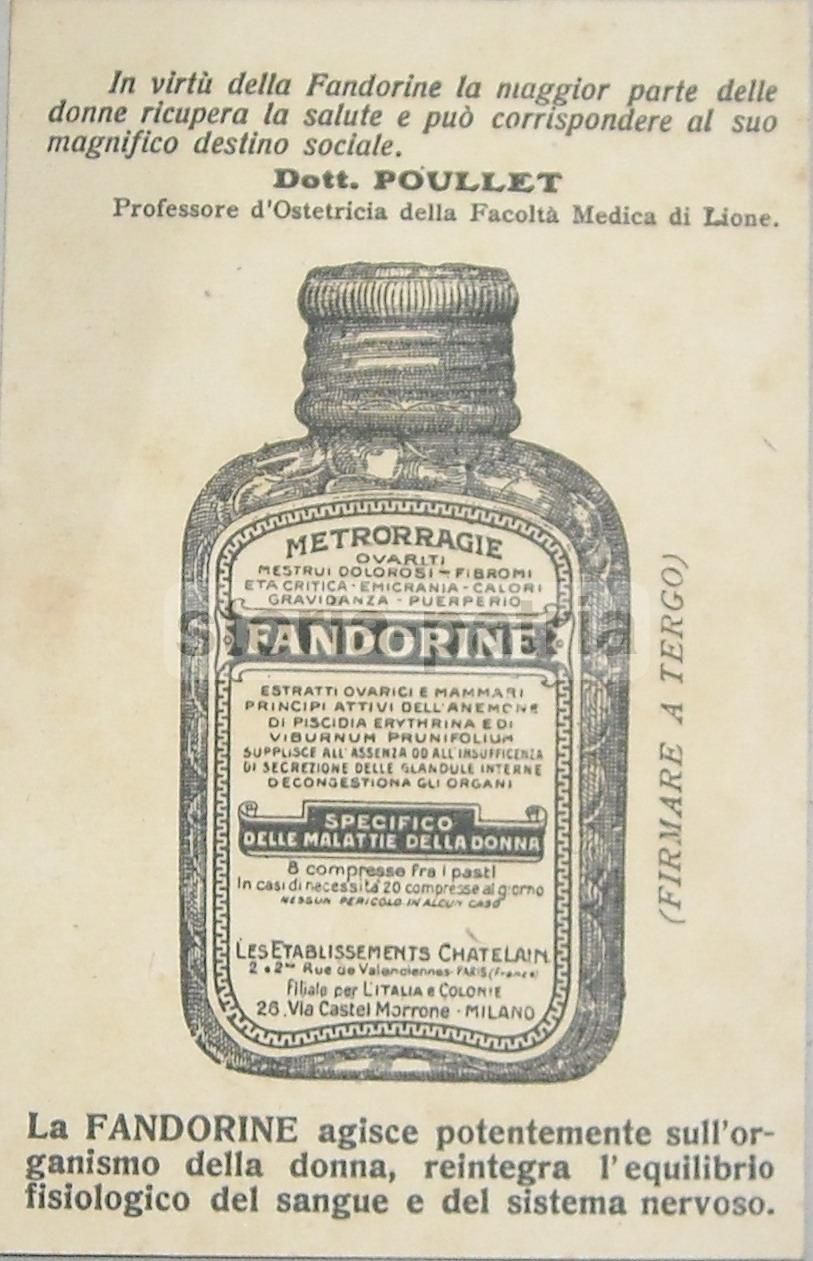 Cartolina Pubblicitaria Fandorine Chatelain, Primi '900