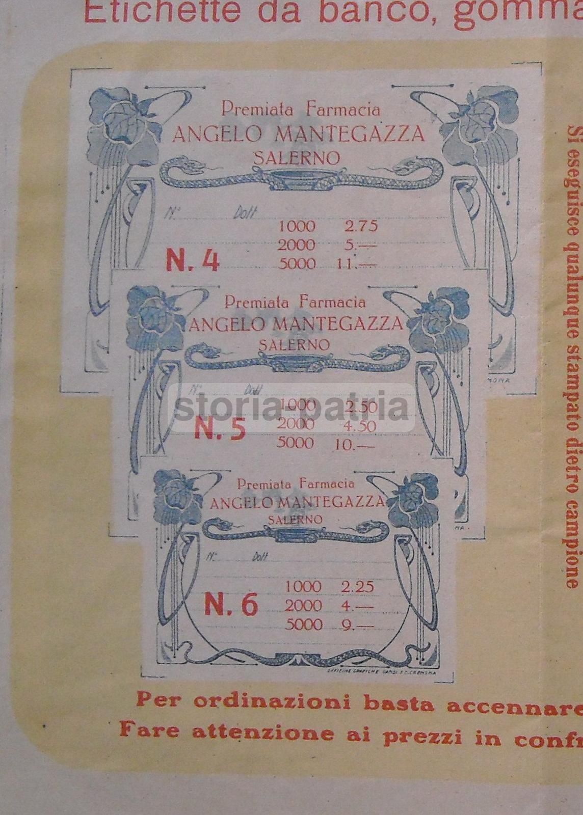 Etichette Farmacia Mantegazza, Bertinelli E Zaniboni, Stile Liberty, Anni 1910 1920