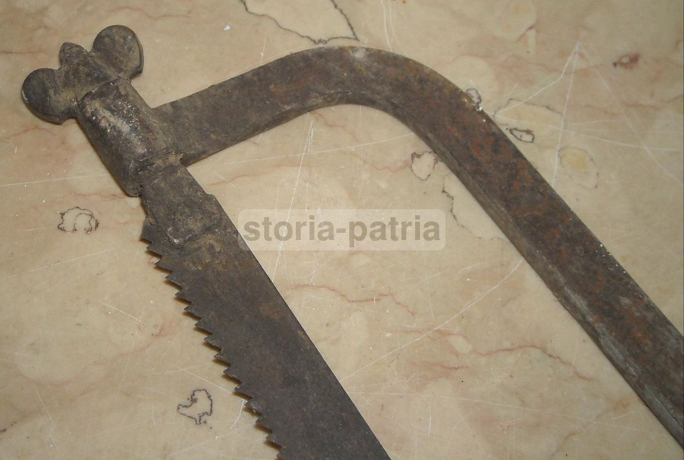 Antico Seghetto Medico Chirurgico Dell'800 In Ferro E Legno