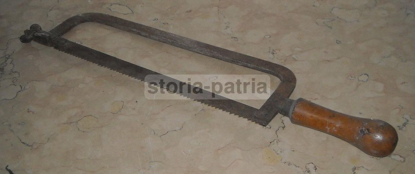 Antico Seghetto Medico Chirurgico Dell'800 In Ferro E Legno