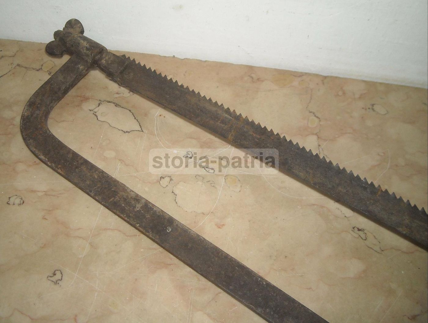 Antico Seghetto Medico Chirurgico Dell'800 In Ferro E Legno