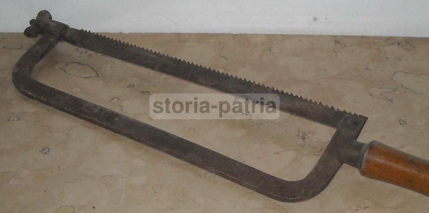 Antico Seghetto Medico Chirurgico Dell'800 In Ferro E Legno