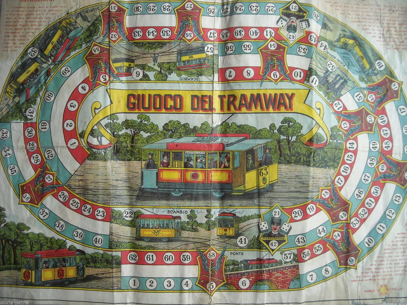 Gioco Del Tramway d'Epoca Marca Stella Anni '30 Cromolitografia
