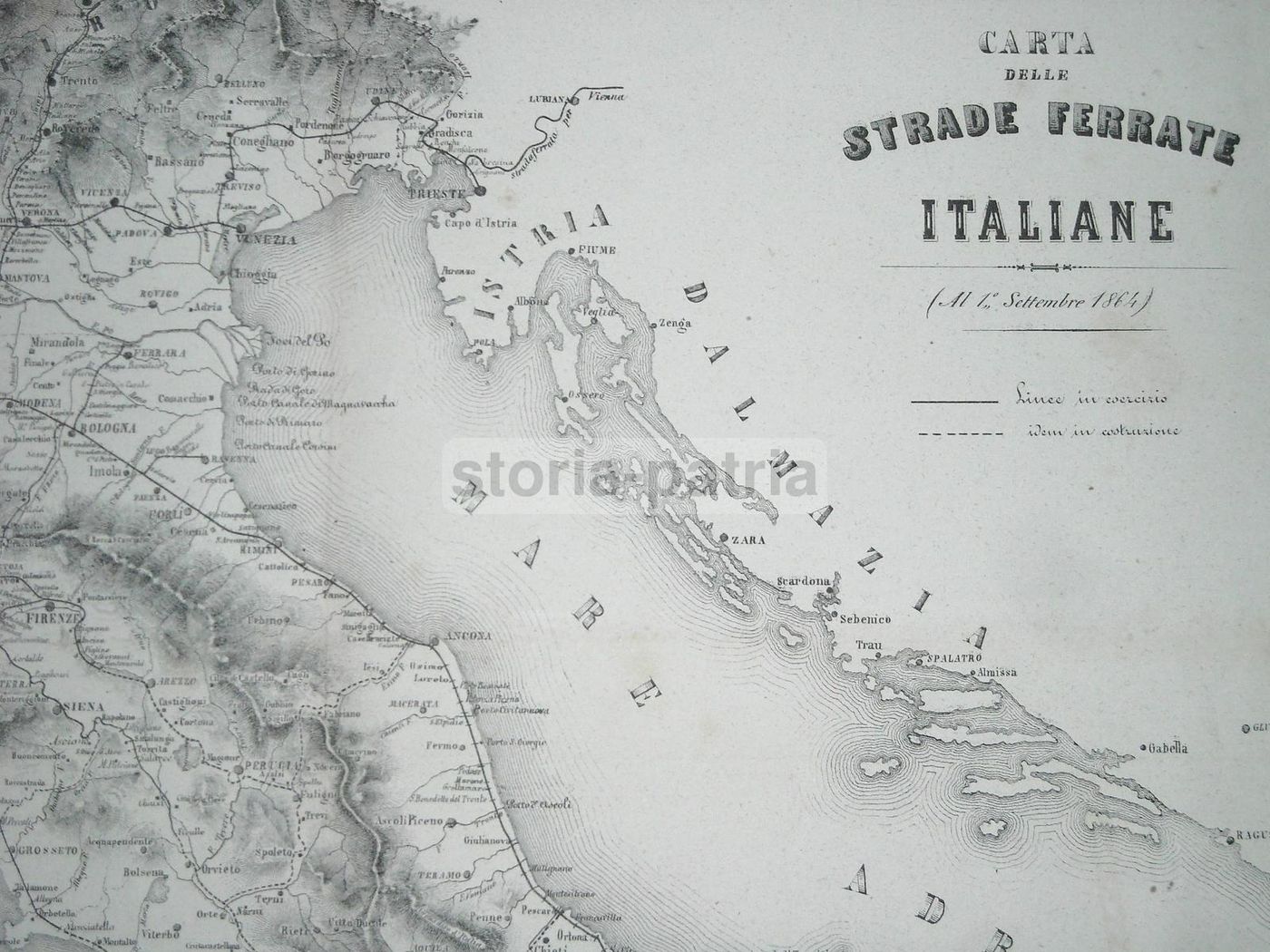 Mappa Delle Strade Ferrate Italiane, 1864