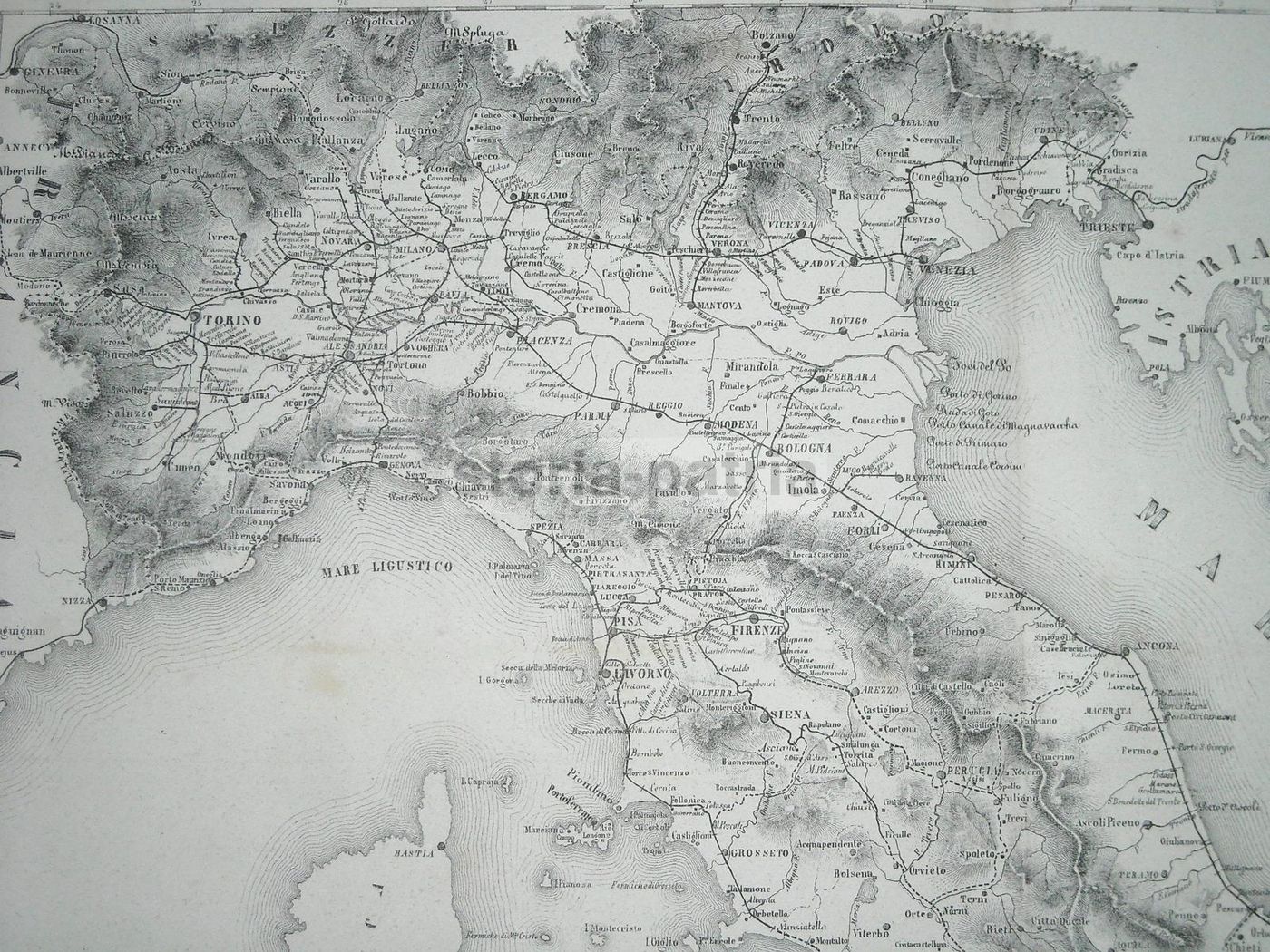 Mappa Delle Strade Ferrate Italiane, 1864